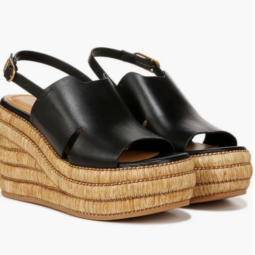 Franco Sarto Black Espadrille Wedges